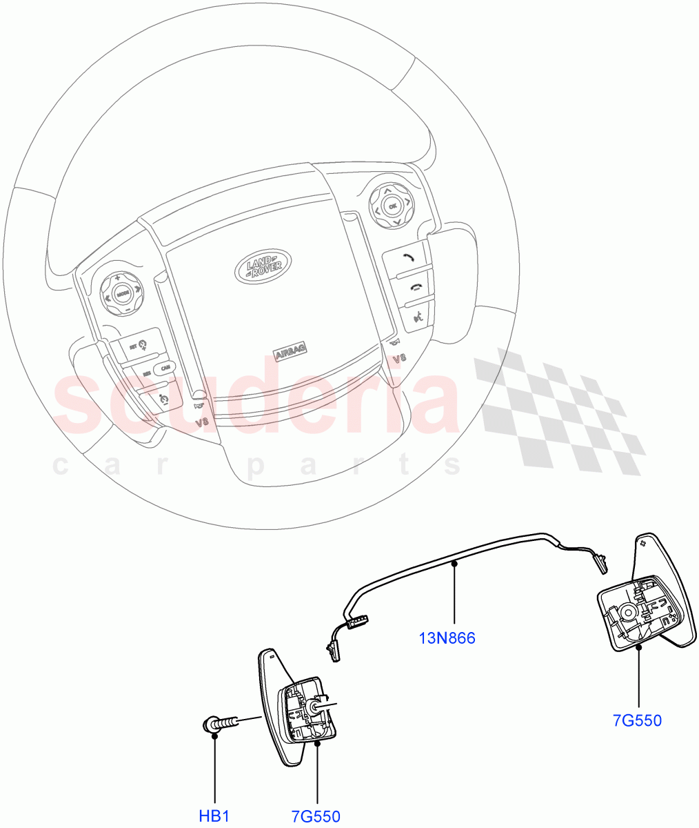 Gear Change-Automatic Transmission(Steering Wheel)(3.0L DOHC GDI SC V6 PETROL,8 Speed Auto Trans ZF 8HP70 4WD,3.0 V6 D Gen2 Twin Turbo,3.0 V6 Diesel)((V)FROMCA000001) of Land Rover Land Rover Discovery 4 (2010-2016) [4.0 Petrol V6]