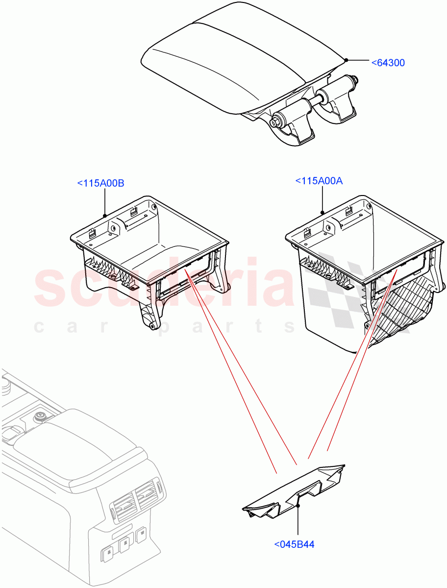 Console - Floor(For Stowage Boxes And Lids) of Land Rover Land Rover Range Rover Velar (2017+) [3.0 I6 Turbo Petrol AJ20P6]