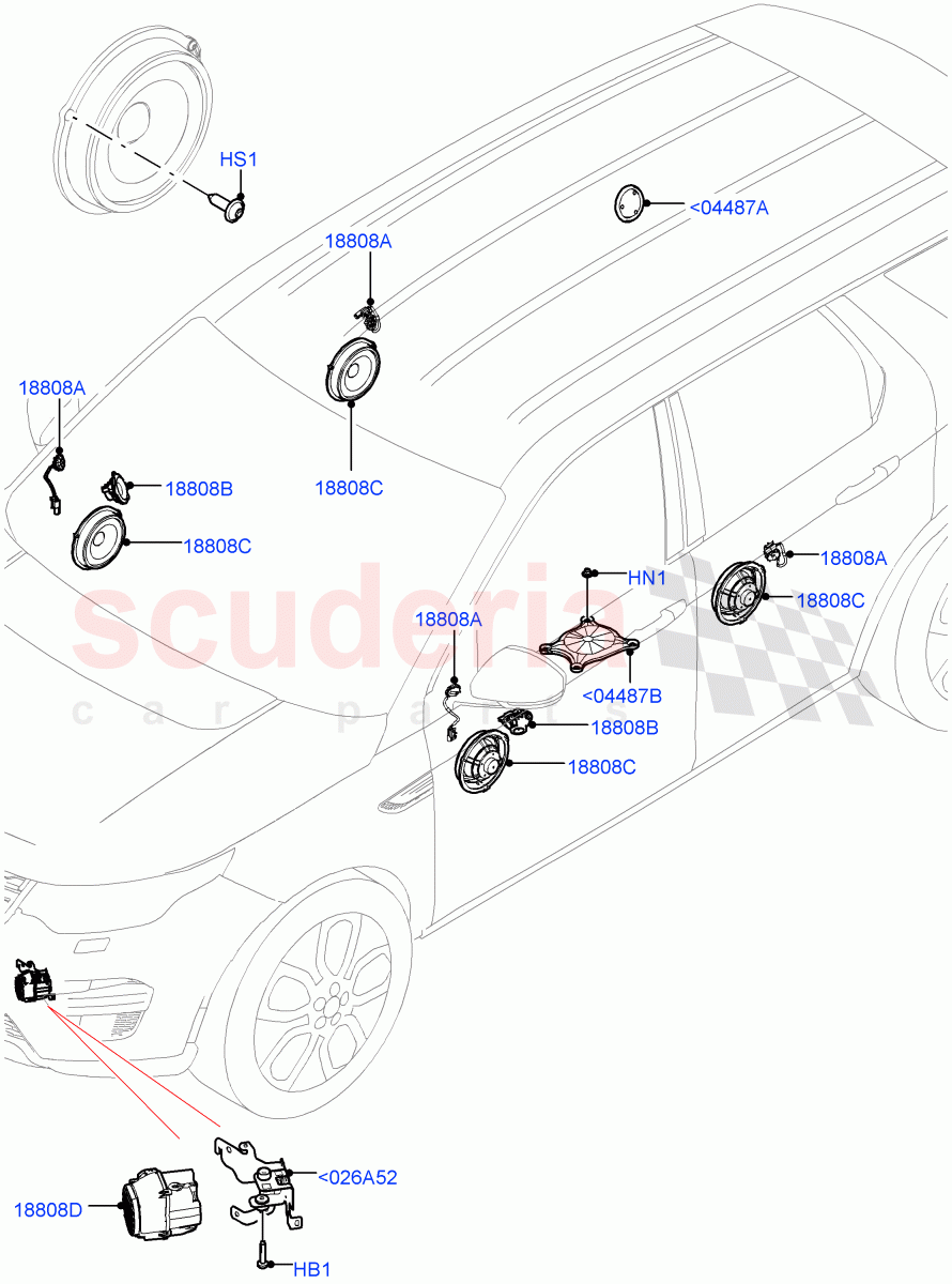 Speakers(Changsu (China),Mid Performance Sound System)((V)FROMFG000001) of Land Rover Land Rover Discovery Sport (2015+) [1.5 I3 Turbo Petrol AJ20P3]