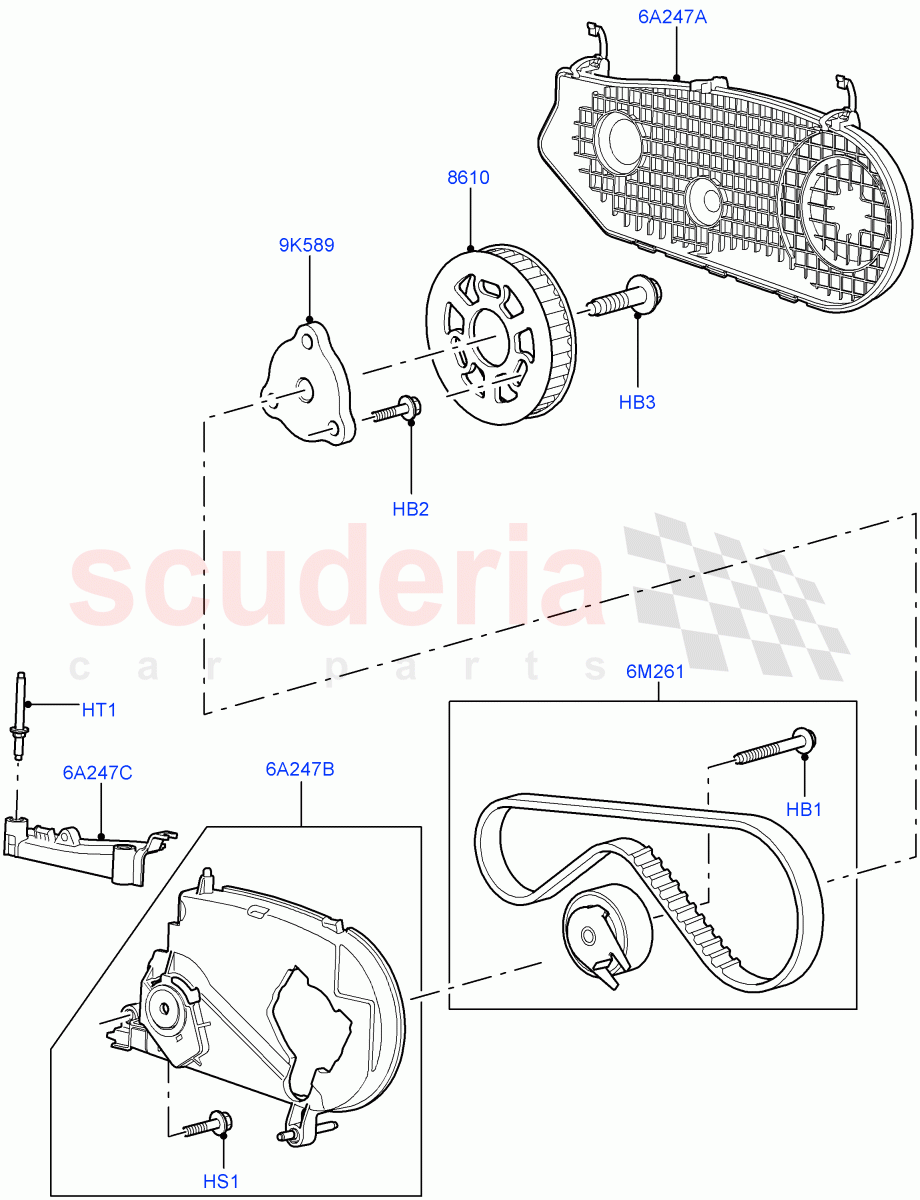 Pulleys And Drive Belts(Solihull Plant Build, Rear)(3.0 V6 Diesel)((V)FROMAA000001) of Land Rover Land Rover Range Rover Sport (2010-2013) [3.0 Diesel 24V DOHC TC]