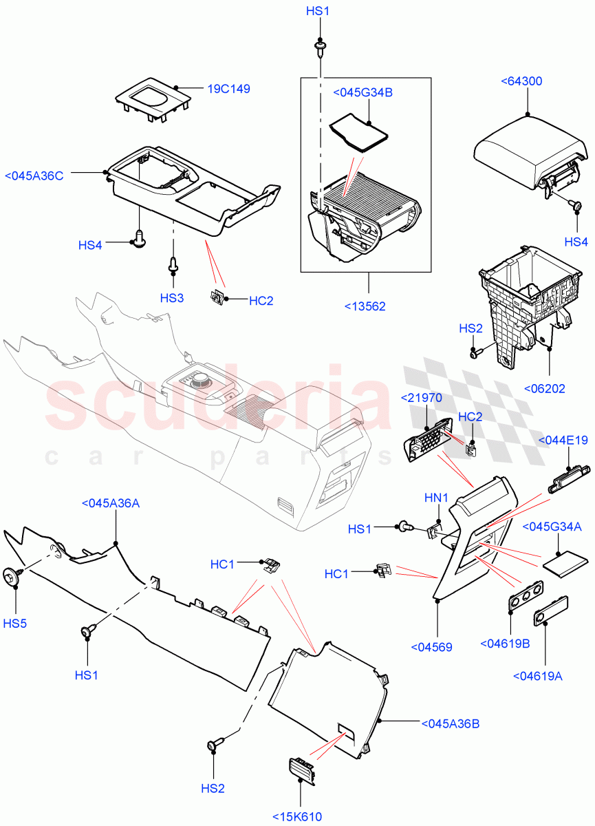 Console - Floor (External Components) (Itatiaia (Brazil), Full Floor Console With Armrest) ((V) FROMGT000001, (V) TOKT999999) of Land Rover Land Rover Discovery Sport (2015+) [2.0 Turbo Diesel AJ21D4]