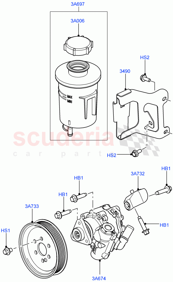 Power Steering Pump Mounting(5.0L OHC SGDI NA V8 Petrol - AJ133,5.0L OHC SGDI SC V8 Petrol - AJ133)((V)FROMAA000001) of Land Rover Land Rover Range Rover (2010-2012) [5.0 OHC SGDI NA V8 Petrol]