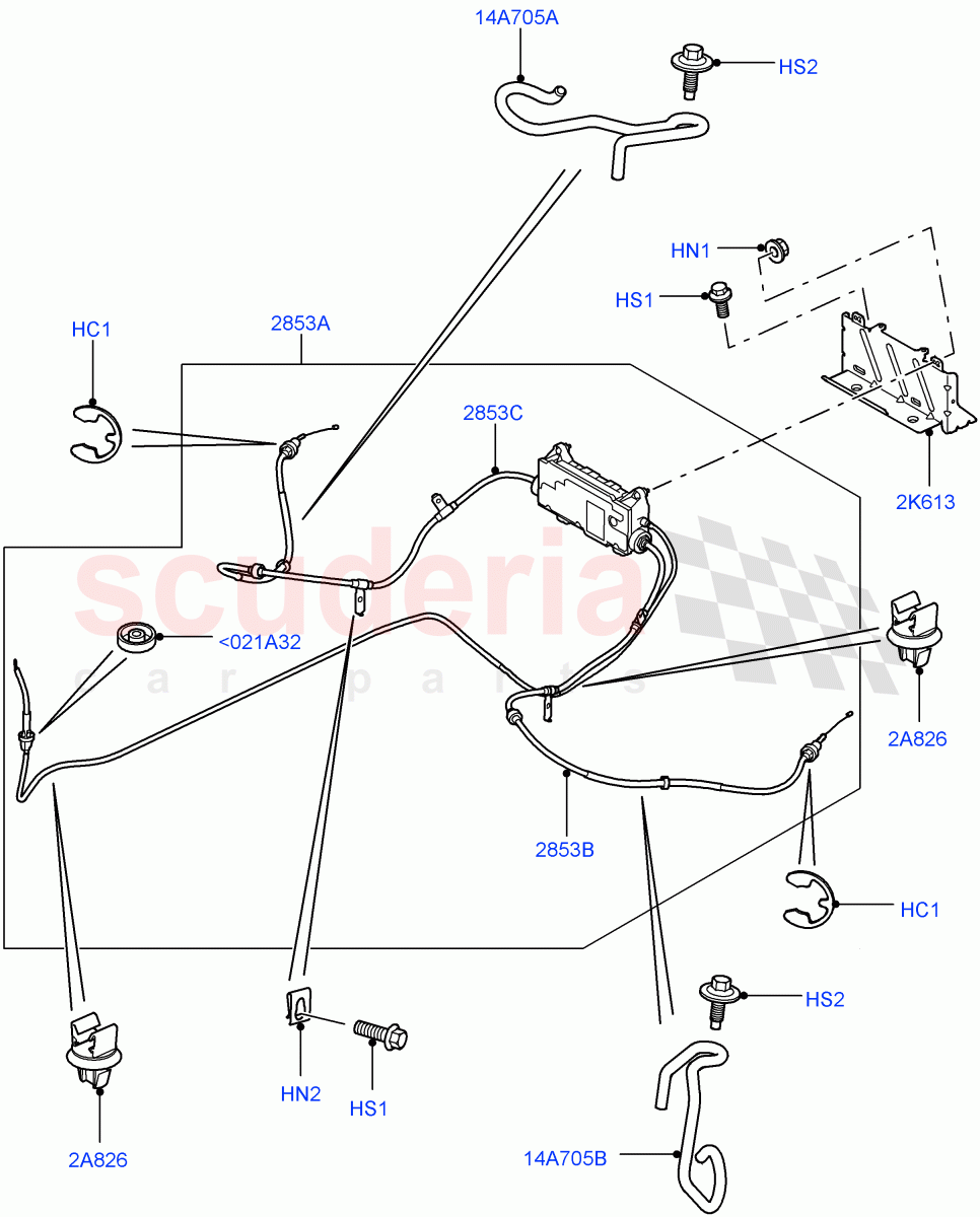 Parking Brake (Parking Brake Cable) ((V) TO9A999999) of Land Rover Land Rover Range Rover Sport (2005-2009) [4.4 AJ Petrol V8]