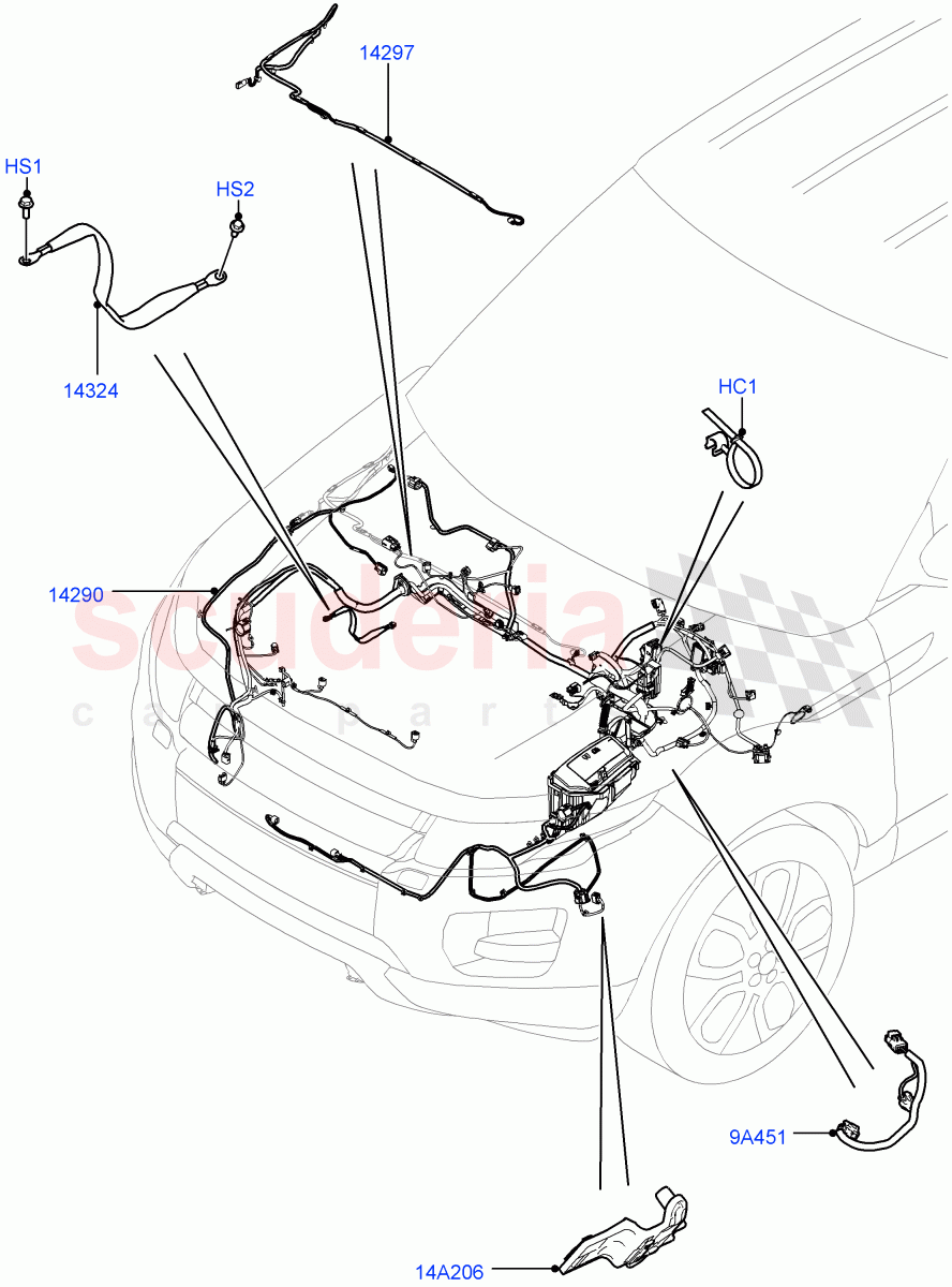 Electrical Wiring - Engine And Dash(Engine Compartment)(Halewood (UK))((V)TOFH999999) of Land Rover Land Rover Range Rover Evoque (2012-2018) [2.0 Turbo Diesel]