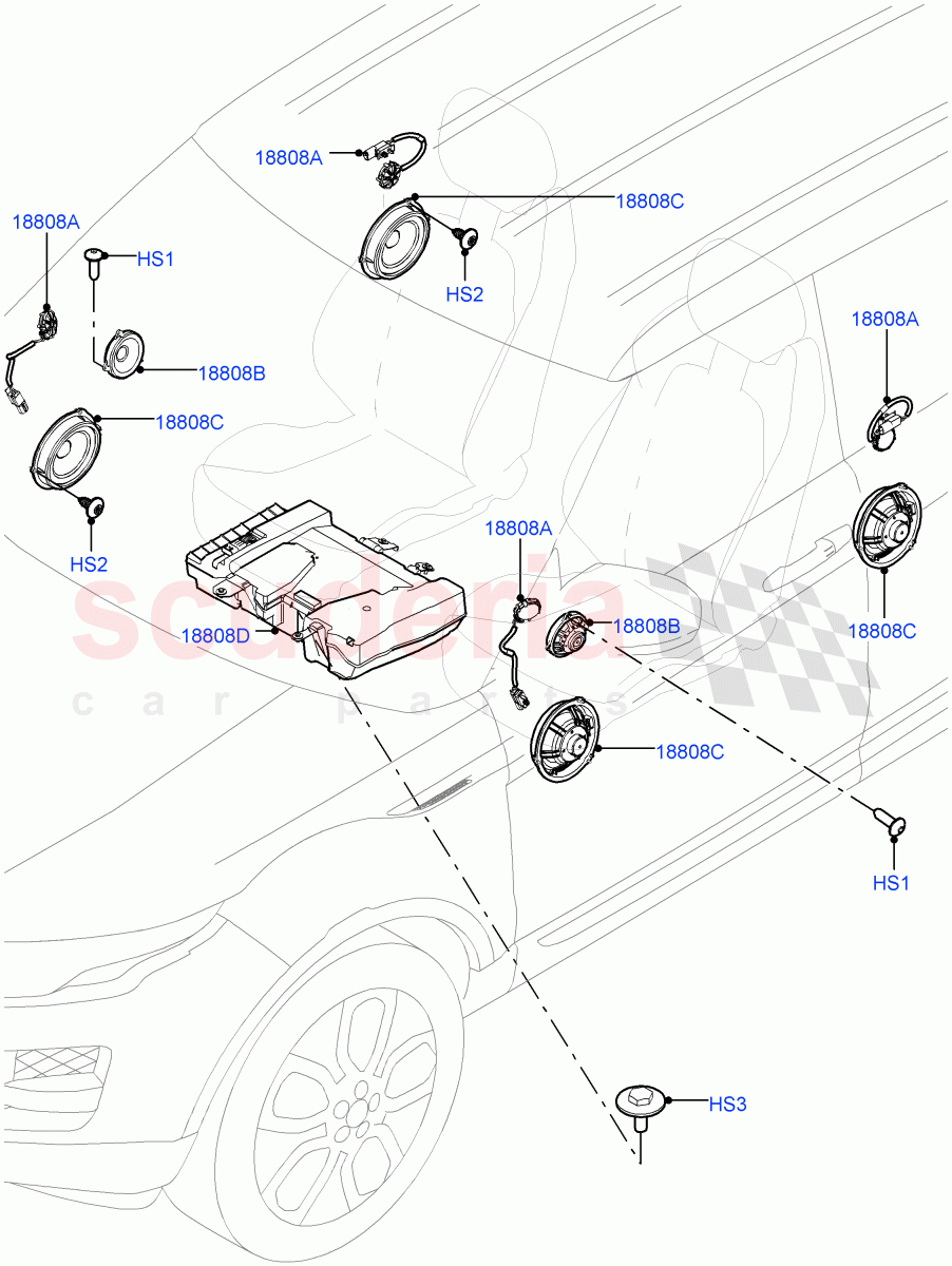 Speakers(Changsu (China),Hi Line Audio System - 600 W)((V)FROMEG000001) of Land Rover Land Rover Range Rover Evoque (2012-2018) [2.0 Turbo Diesel]