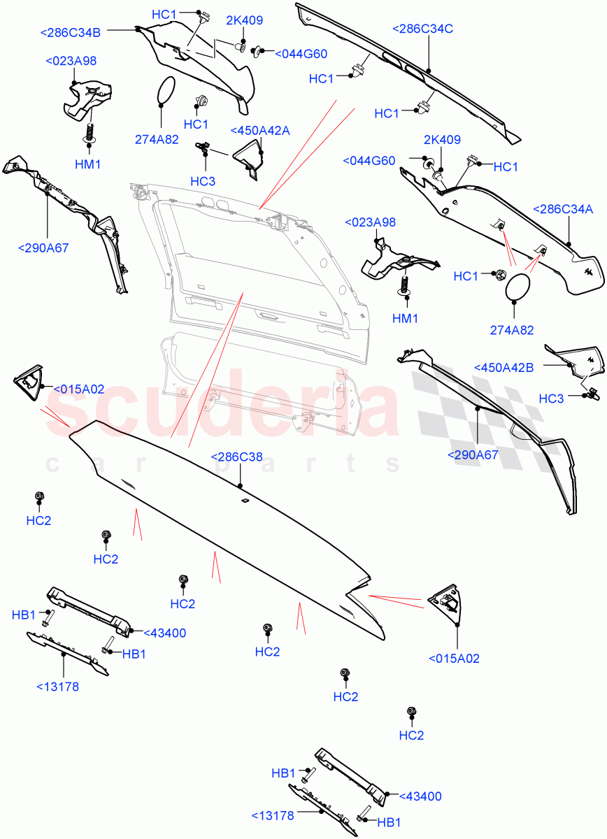 Back Door/Tailgate Trim Panels(Upper) of Land Rover Land Rover Range Rover (2012-2021) [3.0 I6 Turbo Diesel AJ20D6]