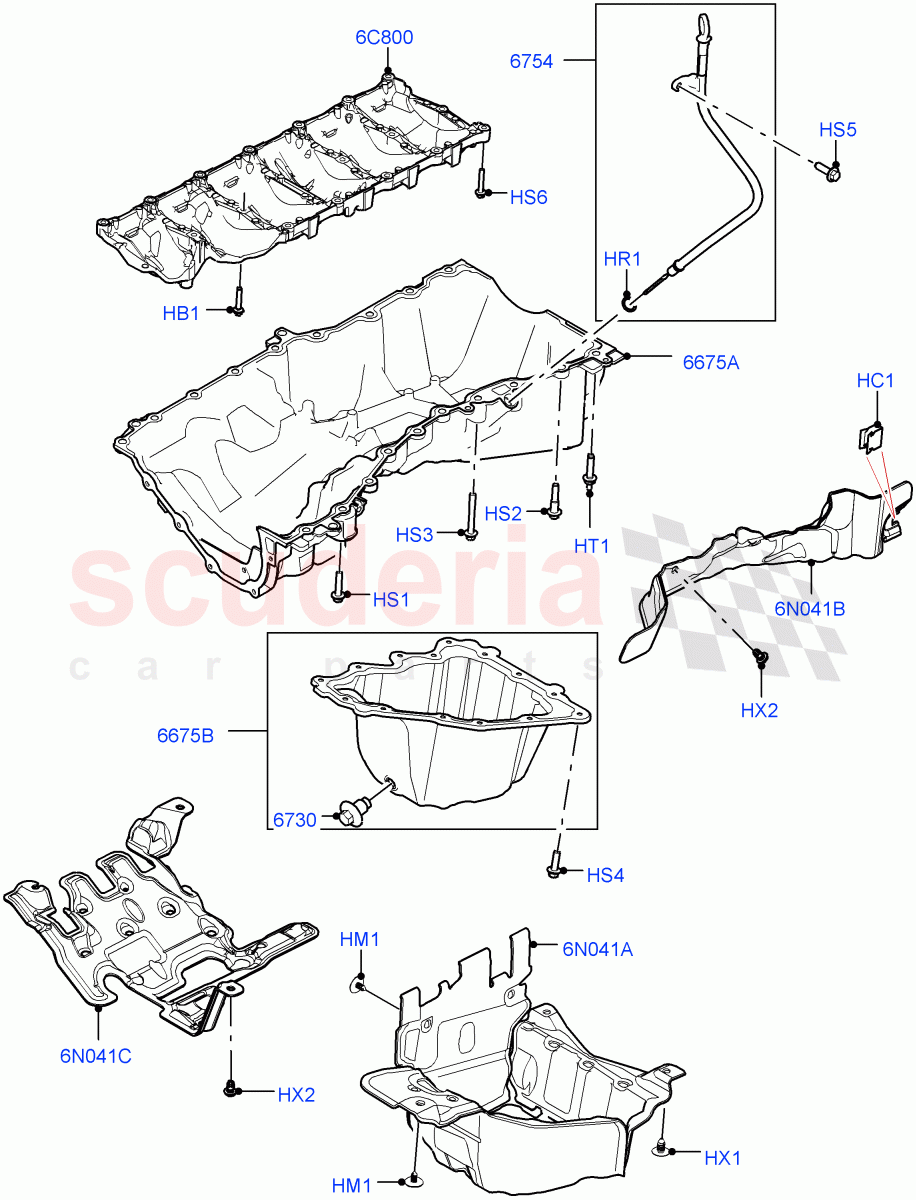 Oil Pan/Oil Level Indicator(Nitra Plant Build)(3.0L AJ20D6 Diesel High)((V)FROMM2000001) of Land Rover Land Rover Defender (2020+) [3.0 I6 Turbo Diesel AJ20D6]