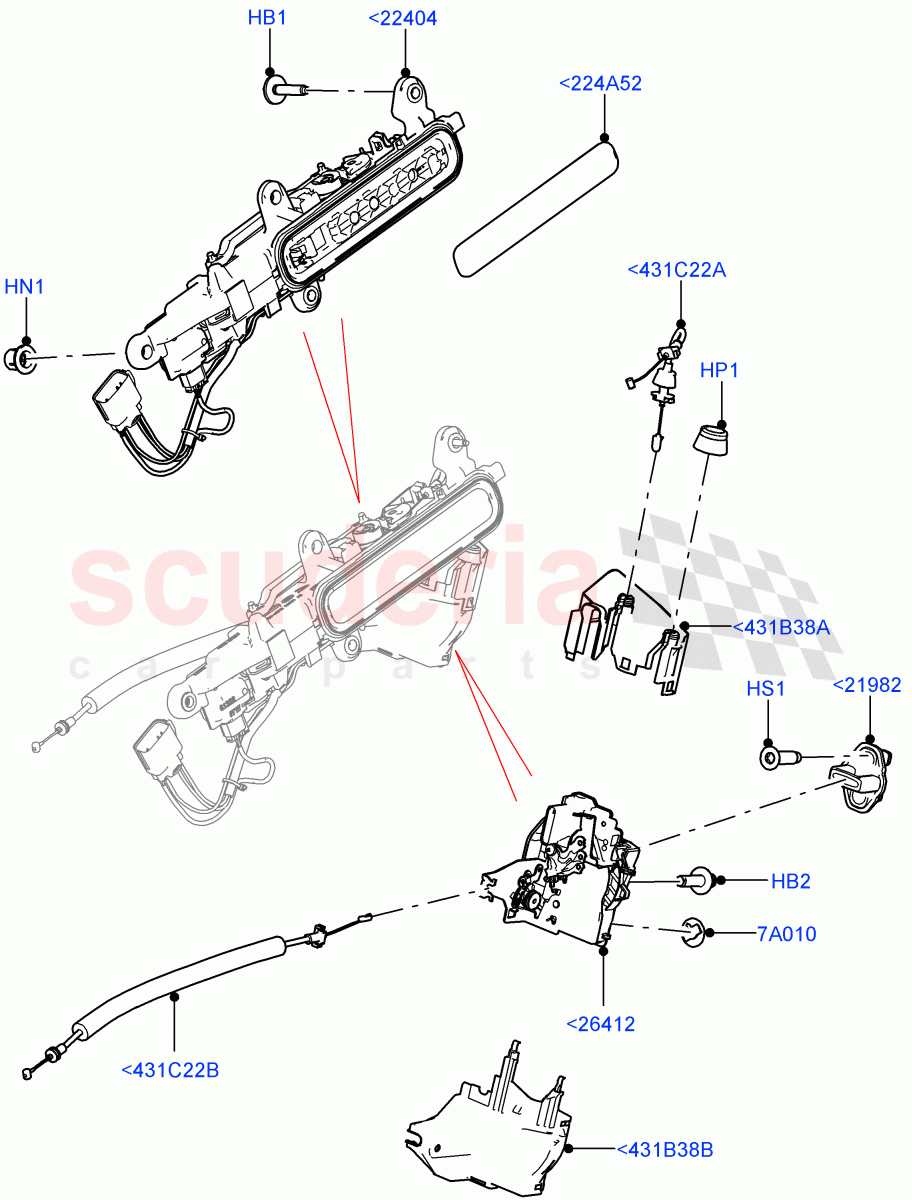 Rear Door Lock Controls(Halewood (UK)) of Land Rover Land Rover Range Rover Evoque (2019+) [1.5 I3 Turbo Petrol AJ20P3]