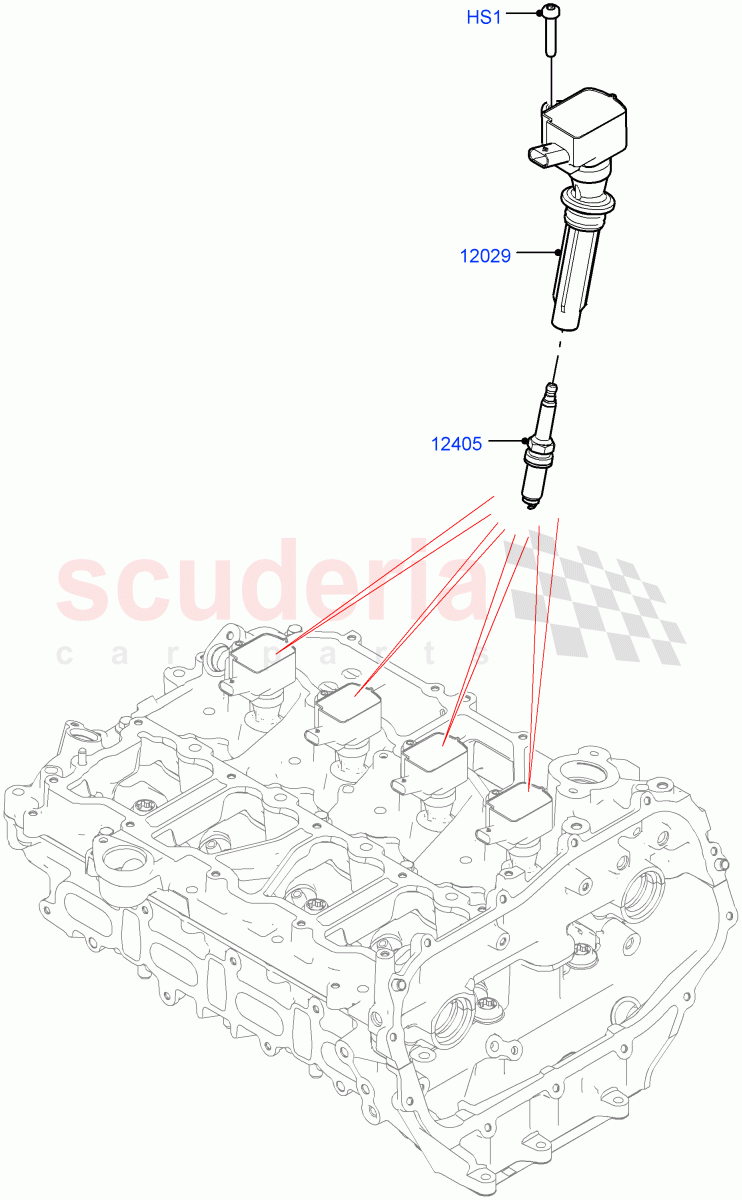 Ignition Coil And Wires/Spark Plugs (2.0L I4 Mid DOHC AJ200 Petrol, Itatiaia (Brazil), 2.0L I4 Mid AJ200 Petrol E100) ((V) FROMJT000001) of Land Rover Land Rover Discovery Sport (2015+) [2.0 Turbo Petrol AJ200P]