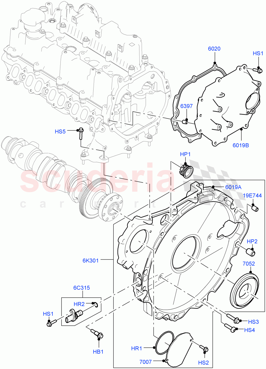 Timing Gear Covers (Solihull Plant Build) (2.0L I4 DSL MID DOHC AJ200, 2.0L I4 DSL HIGH DOHC AJ200) ((V) FROMHA000001) of Land Rover Land Rover Discovery 5 (2017+) [2.0 Turbo Diesel]