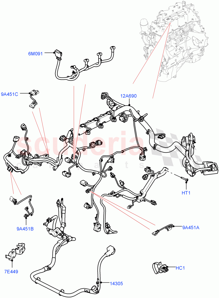 Electrical Wiring - Engine And Dash(2.0L I4 DSL HIGH DOHC AJ200)((V)FROMHA000001) of Land Rover Land Rover Range Rover Sport (2014+) [4.4 DOHC Diesel V8 DITC]