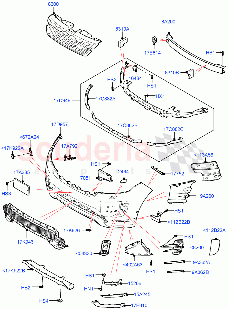 Radiator Grille And Front Bumper (Long Wheelbase, Changsu (China)) ((V) FROMMG575835) of Land Rover Land Rover Range Rover Evoque (2019+) [2.0 Turbo Diesel AJ21D4]