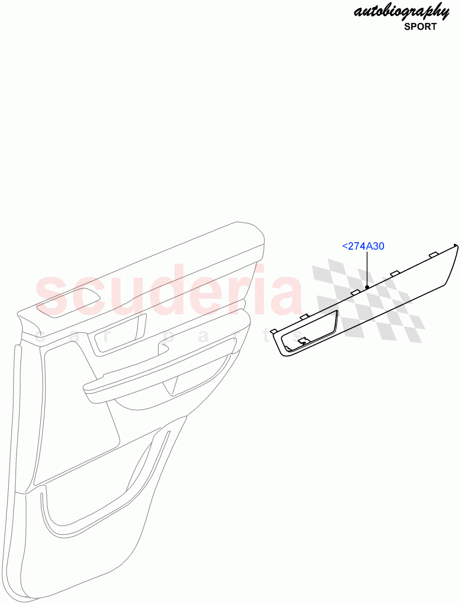 Rear Door Trim Installation(Autobiography Sales Badge)((V)FROMAA000001) of Land Rover Land Rover Range Rover Sport (2010-2013) [5.0 OHC SGDI NA V8 Petrol]