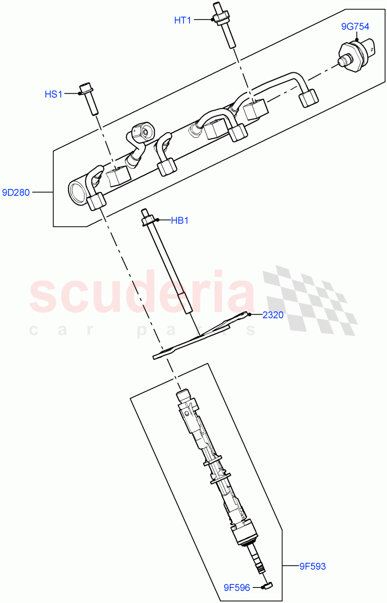 Fuel Injectors And Pipes(4.4 V8 Turbo Petrol (NC10)) of Land Rover Land Rover Range Rover (2022+) [4.4 V8 Turbo Petrol NC10]