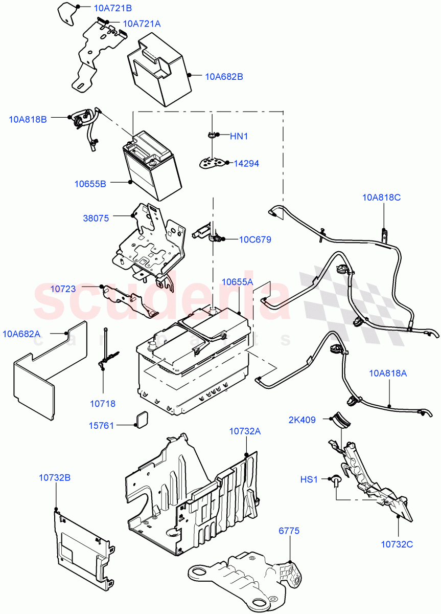 Battery And Mountings(Itatiaia (Brazil)) of Land Rover Land Rover Range Rover Evoque (2019+) [2.0 Turbo Diesel]