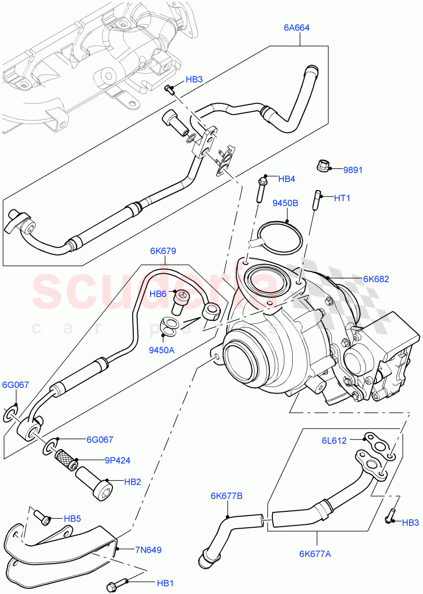 Turbocharger(2.2L CR DI 16V Diesel)((V)FROMBH000001) of Land Rover Land Rover Discovery Sport (2015+) [2.2 Single Turbo Diesel]