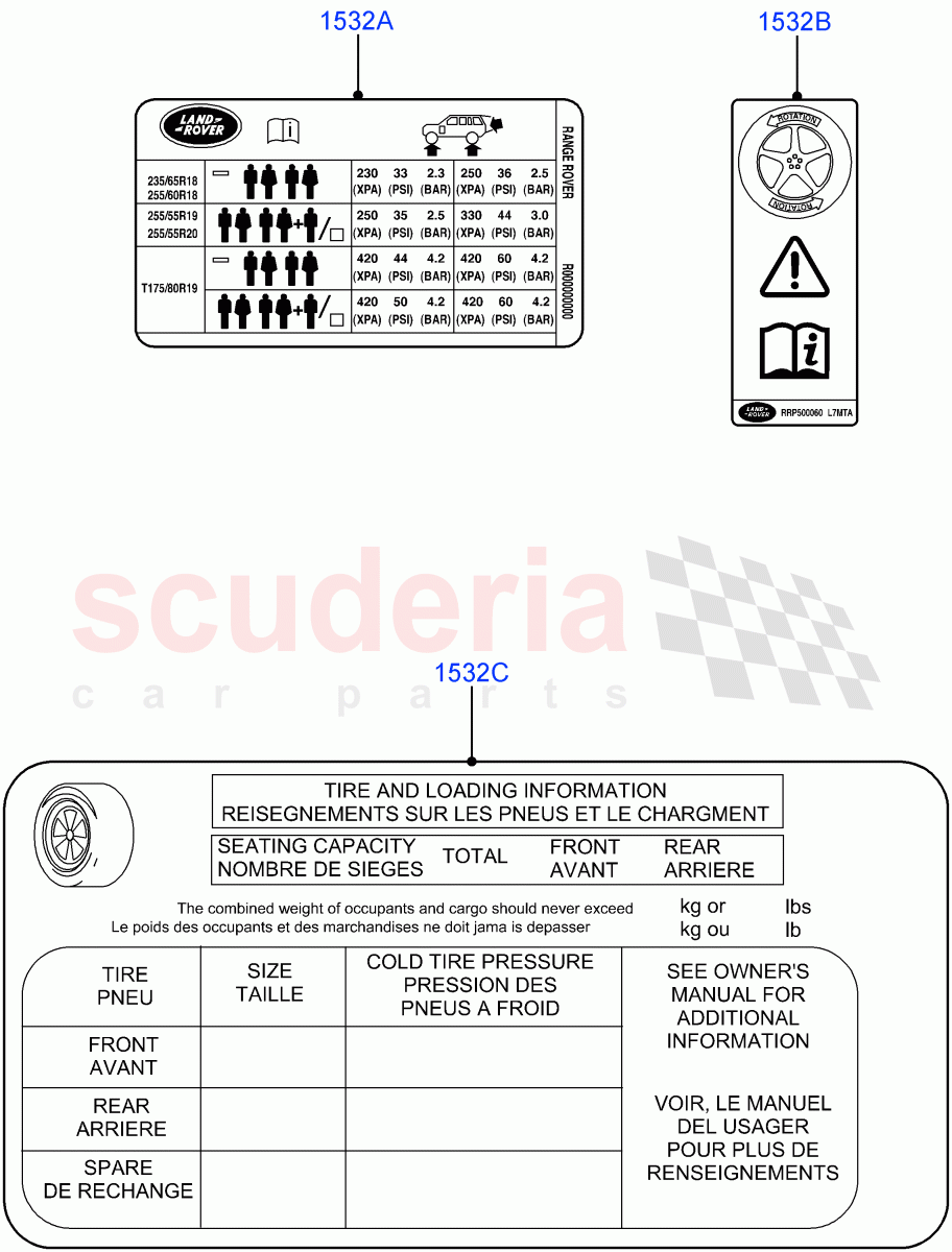 Labels(Wheels And Tyres Labels)((V)FROMAA000001) of Land Rover Land Rover Range Rover (2010-2012) [3.6 V8 32V DOHC EFI Diesel]