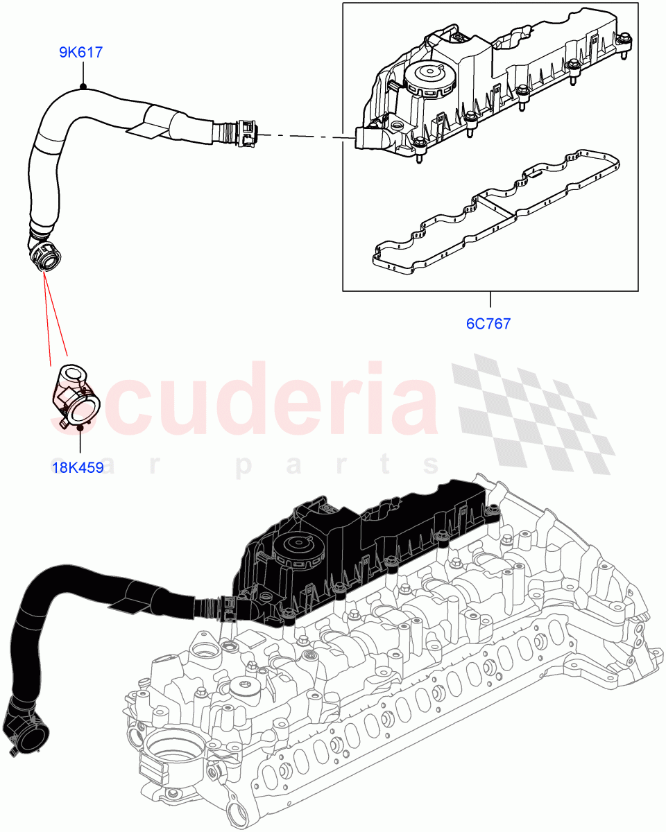 Emission Control - Crankcase(3.0L AJ20D6 Diesel High)((V)FROMLA000001) of Land Rover Land Rover Range Rover Sport (2014+) [3.0 I6 Turbo Diesel AJ20D6]