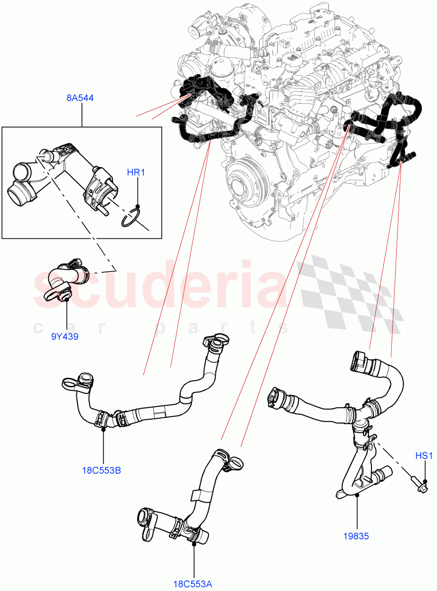 EGR Cooling System(2.0L AJ21D4 Diesel Mid)((V)FROMMA000001) of Land Rover Land Rover Range Rover Velar (2017+) [2.0 Turbo Diesel AJ21D4]