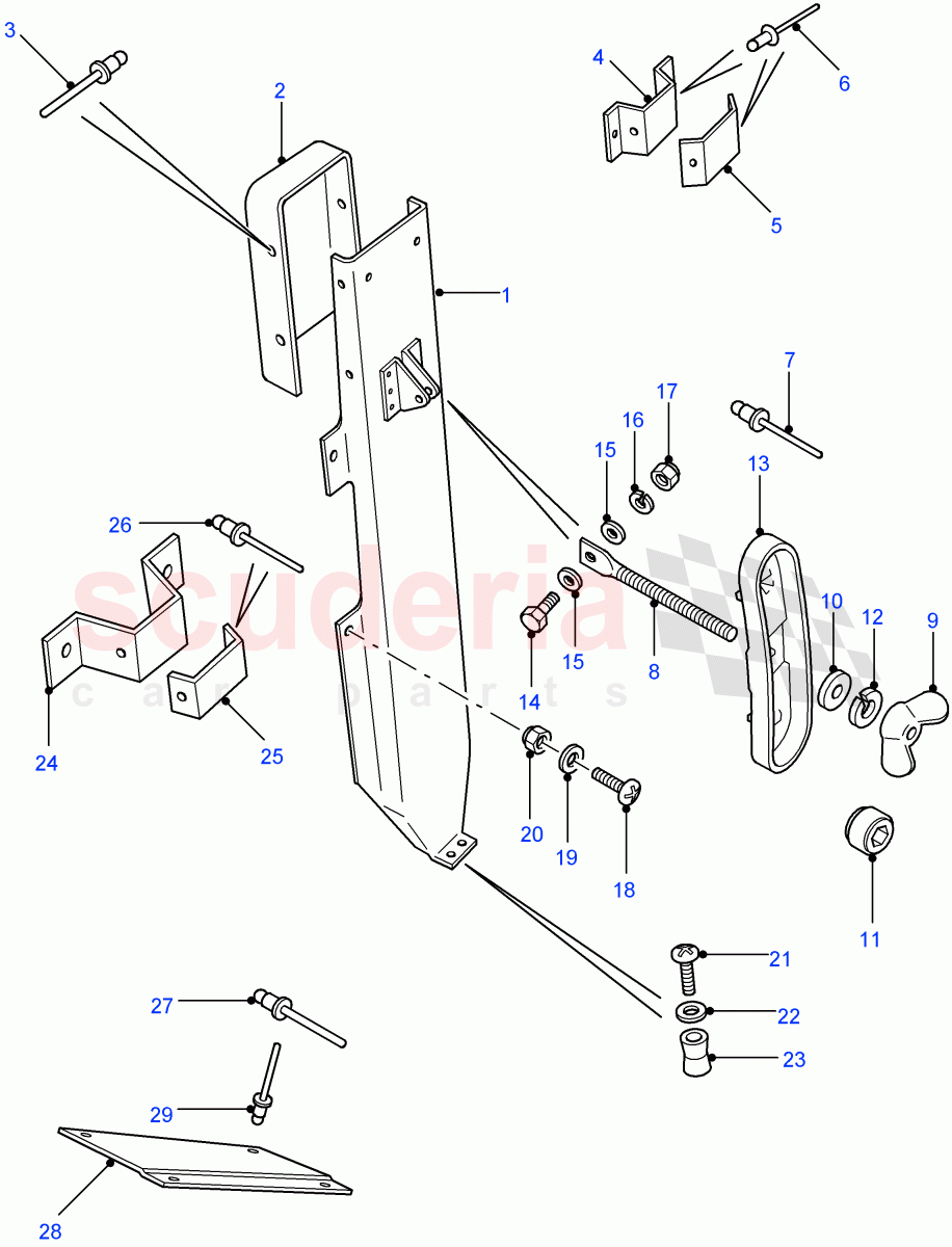 Spare Wheel Carrier (Bodyside Mounted Carrier) ((V) FROM7A000001) of Land Rover Land Rover Defender (2007-2016)