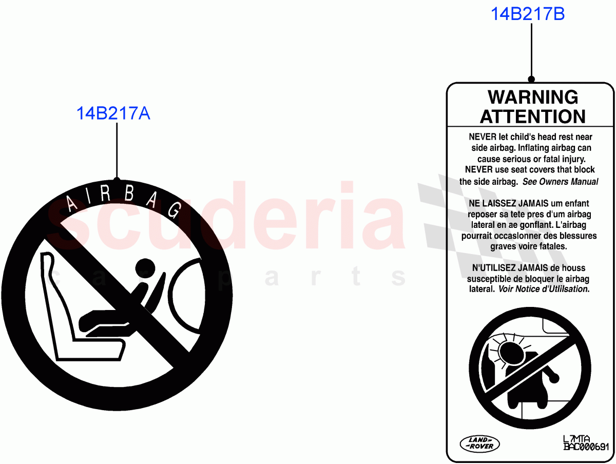 Labels(Air Bag)(Itatiaia (Brazil))((V)FROMGT000001) of Land Rover Land Rover Range Rover Evoque (2012-2018) [2.0 Turbo Petrol GTDI]