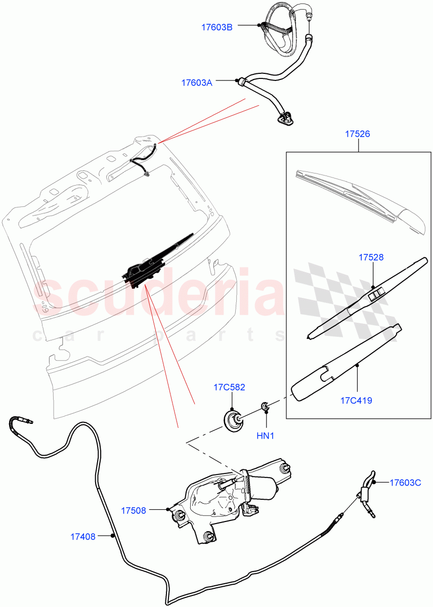 Rear Window Wiper And Washer (Changsu (China)) ((V) FROMFG000001) of Land Rover Land Rover Discovery Sport (2015+) [1.5 I3 Turbo Petrol AJ20P3]