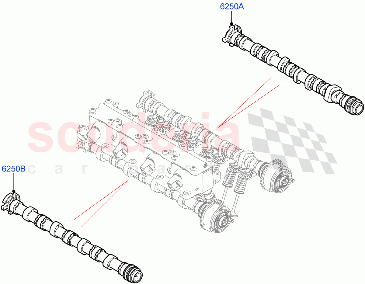 Camshaft (2.0L AJ20P4 Petrol E100 PTA, Itatiaia (Brazil)) ((V) FROMLT000001) of Land Rover Land Rover Discovery Sport (2015+) [2.0 Turbo Petrol AJ200P]