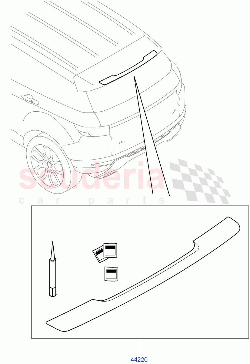 Exterior Body Styling Items (Spoiler) (Halewood (UK), Itatiaia (Brazil)) ((V) FROMDH000001) of Land Rover Land Rover Range Rover Evoque (2012-2018) [2.2 Single Turbo Diesel]