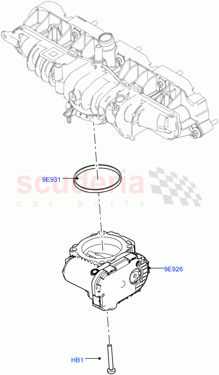 Throttle Housing(2.0L I4 High DOHC AJ200 Petrol,2.0L I4 Mid DOHC AJ200 Petrol,2.0L I4 Mid AJ200 Petrol E100)((V)FROMJH000001) of Land Rover Land Rover Range Rover Evoque (2012-2018) [2.0 Turbo Petrol AJ200P]