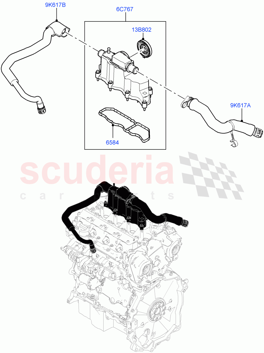 Emission Control - Crankcase (2.0L I4 High DOHC AJ200 Petrol, Changsu (China), 2.0L I4 Mid DOHC AJ200 Petrol) of Land Rover Land Rover Range Rover Evoque (2012-2018) [2.0 Turbo Petrol AJ200P]