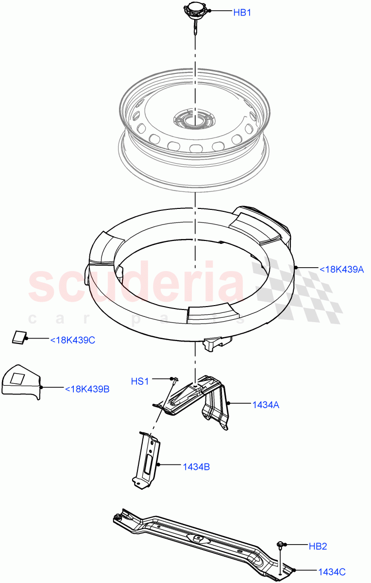Spare Wheel Carrier (Less Electric Engine Battery, Electric Engine Battery-MHEV) ((V) FROMMA000001) of Land Rover Land Rover Range Rover Velar (2017+) [2.0 Turbo Diesel AJ21D4]