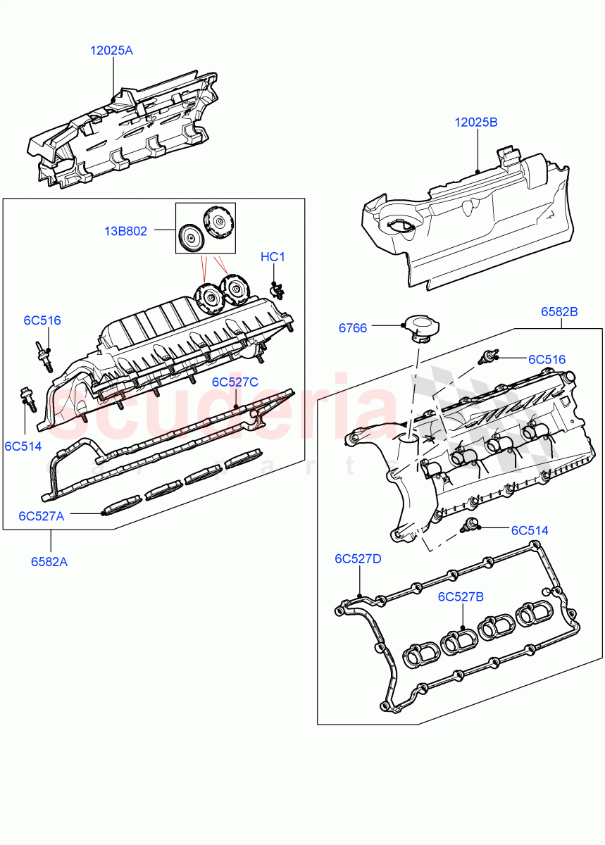 Cylinder Head Cover (5.0L OHC SGDI NA V8 Petrol - AJ133) ((V) FROMAA000001) of Land Rover Land Rover Discovery 4 (2010-2016) [5.0 OHC SGDI NA V8 Petrol]