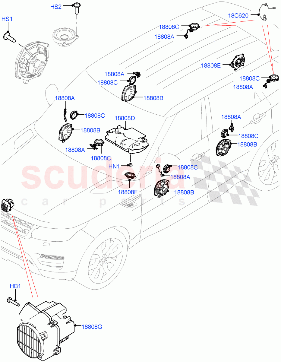 Speakers(Premium Audio 1280 W) of Land Rover Land Rover Range Rover Sport (2014+) [2.0 Turbo Petrol GTDI]