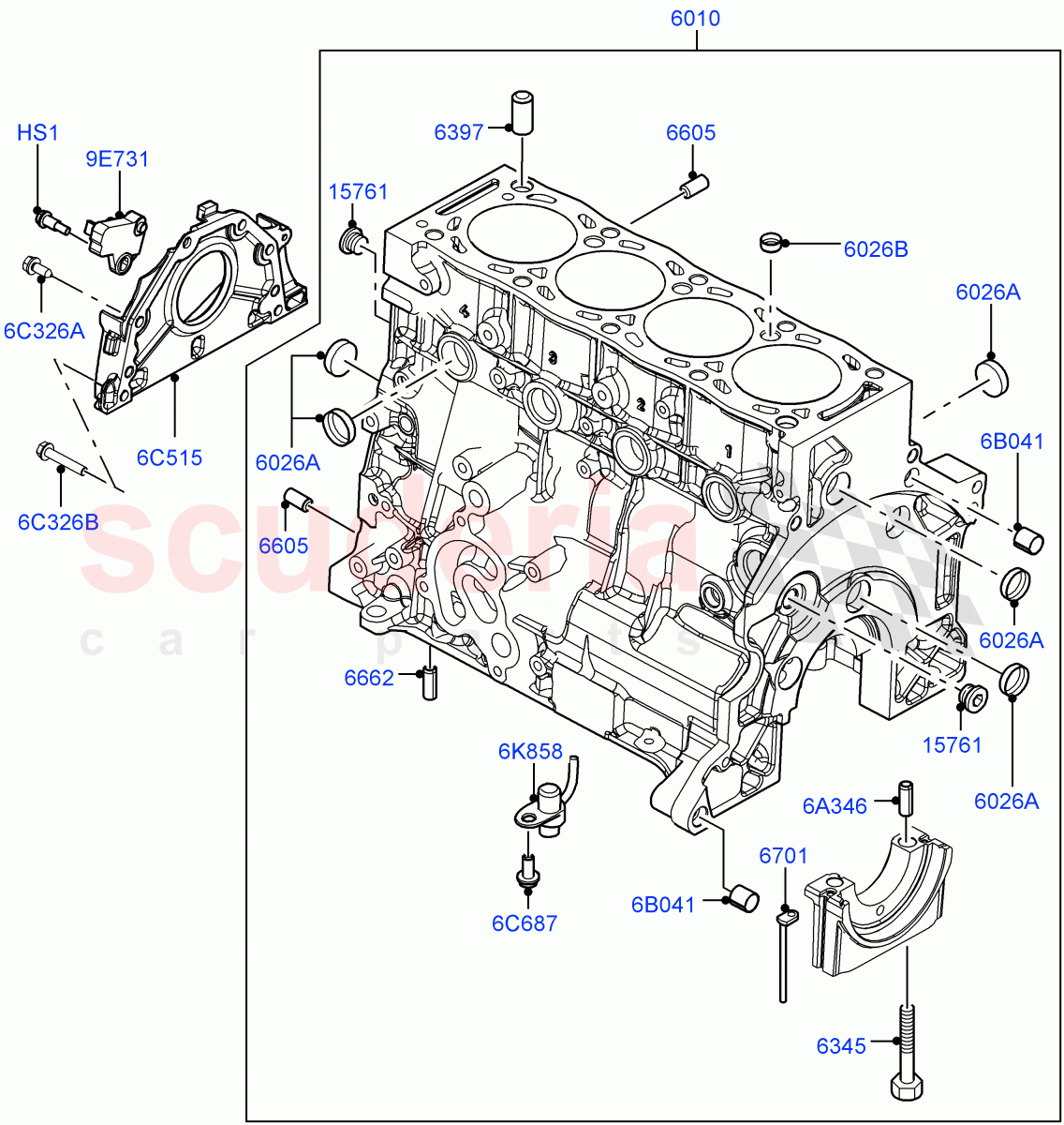 Cylinder Block And Plugs(2.2L CR DI 16V Diesel,2.2L DOHC EFI TC DW12) of Land Rover Land Rover Discovery Sport (2015+) [2.2 Single Turbo Diesel]