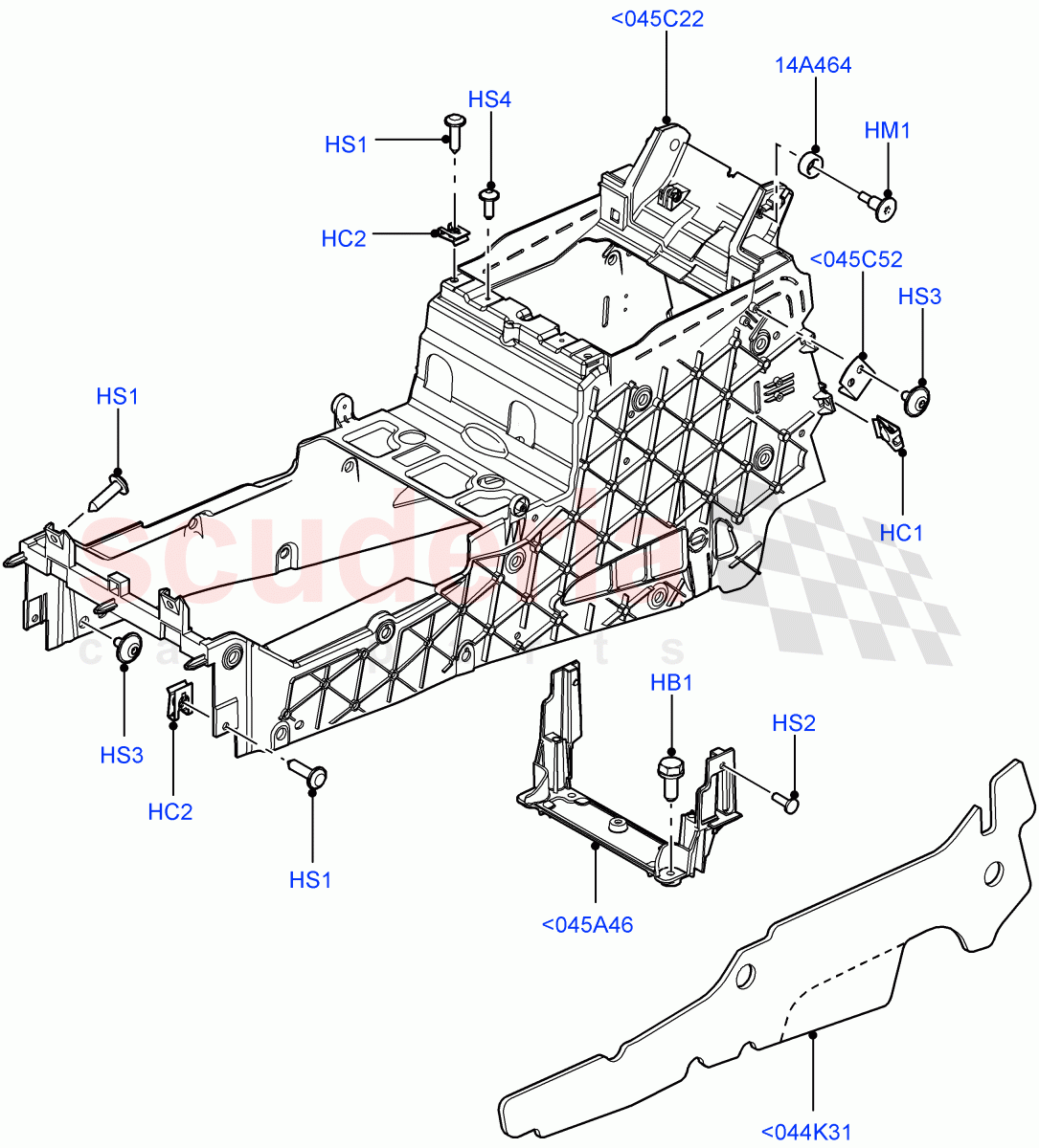 Console - Floor(Internal Components, For Carrier Assy)((V)FROMAA000001) of Land Rover Land Rover Range Rover (2010-2012) [5.0 OHC SGDI SC V8 Petrol]