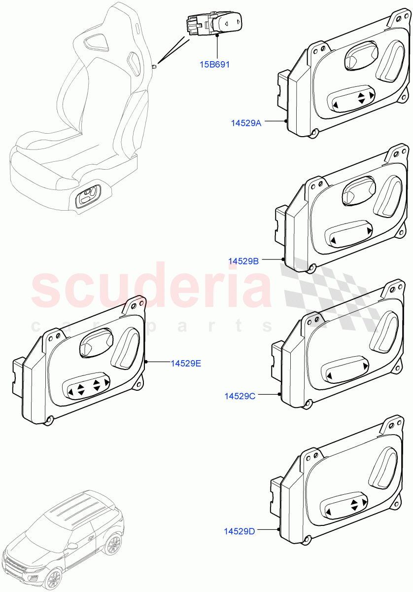 Switches(Seats)(3 Door,Halewood (UK))((V)TOFH999999) of Land Rover Land Rover Range Rover Evoque (2012-2018) [2.0 Turbo Diesel]