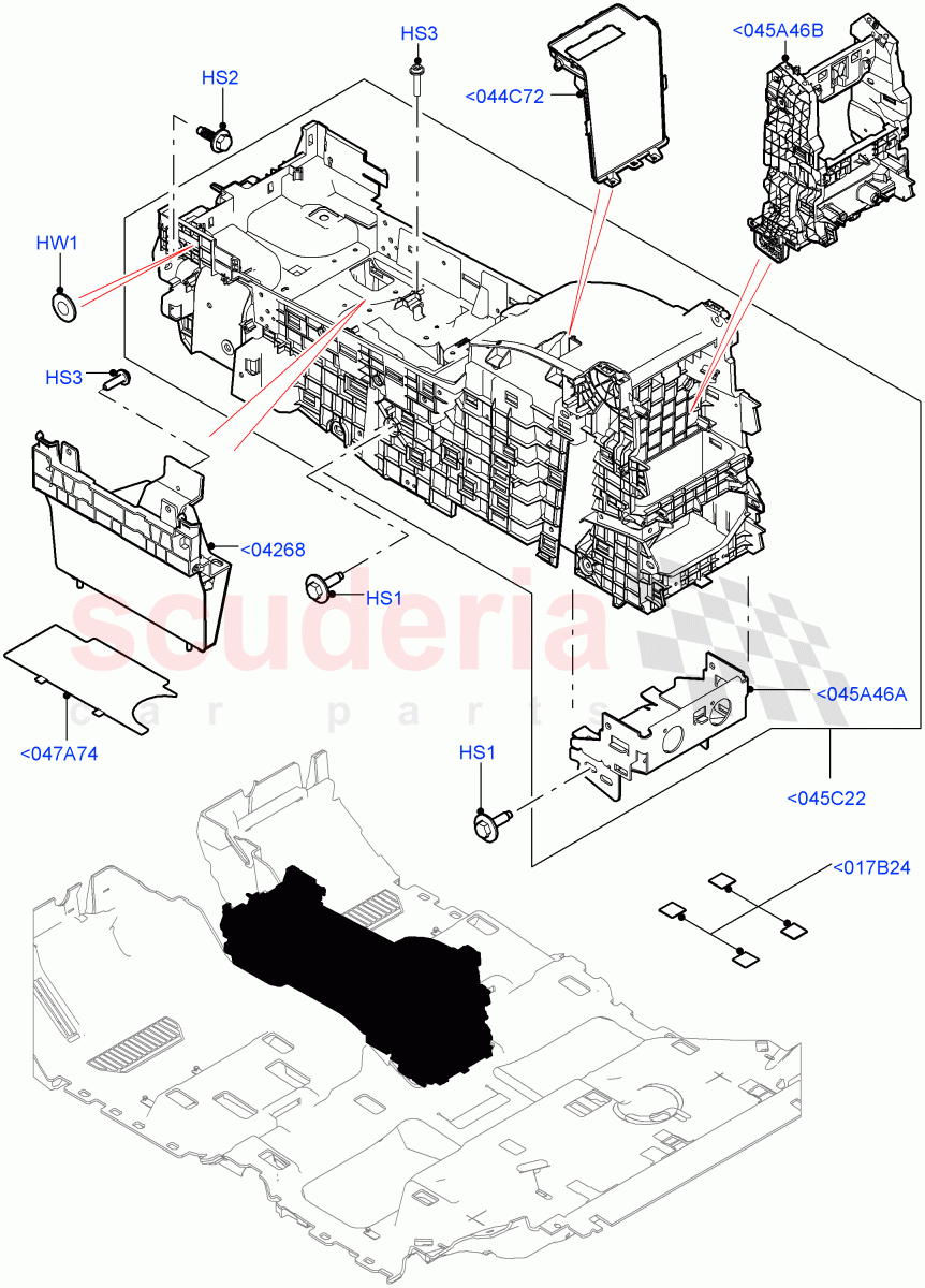 Console - Floor(Front, For Carrier Assy, Internal Components)(Standard Wheelbase) of Land Rover Land Rover Range Rover (2012-2021) [3.0 DOHC GDI SC V6 Petrol]