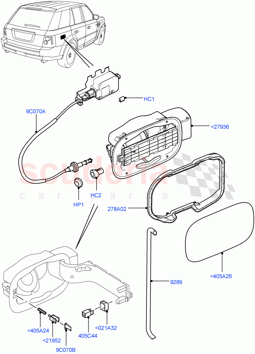 Fuel Tank Filler Door And Controls((V)FROMAA000001) of Land Rover Land Rover Range Rover Sport (2010-2013) [5.0 OHC SGDI SC V8 Petrol]