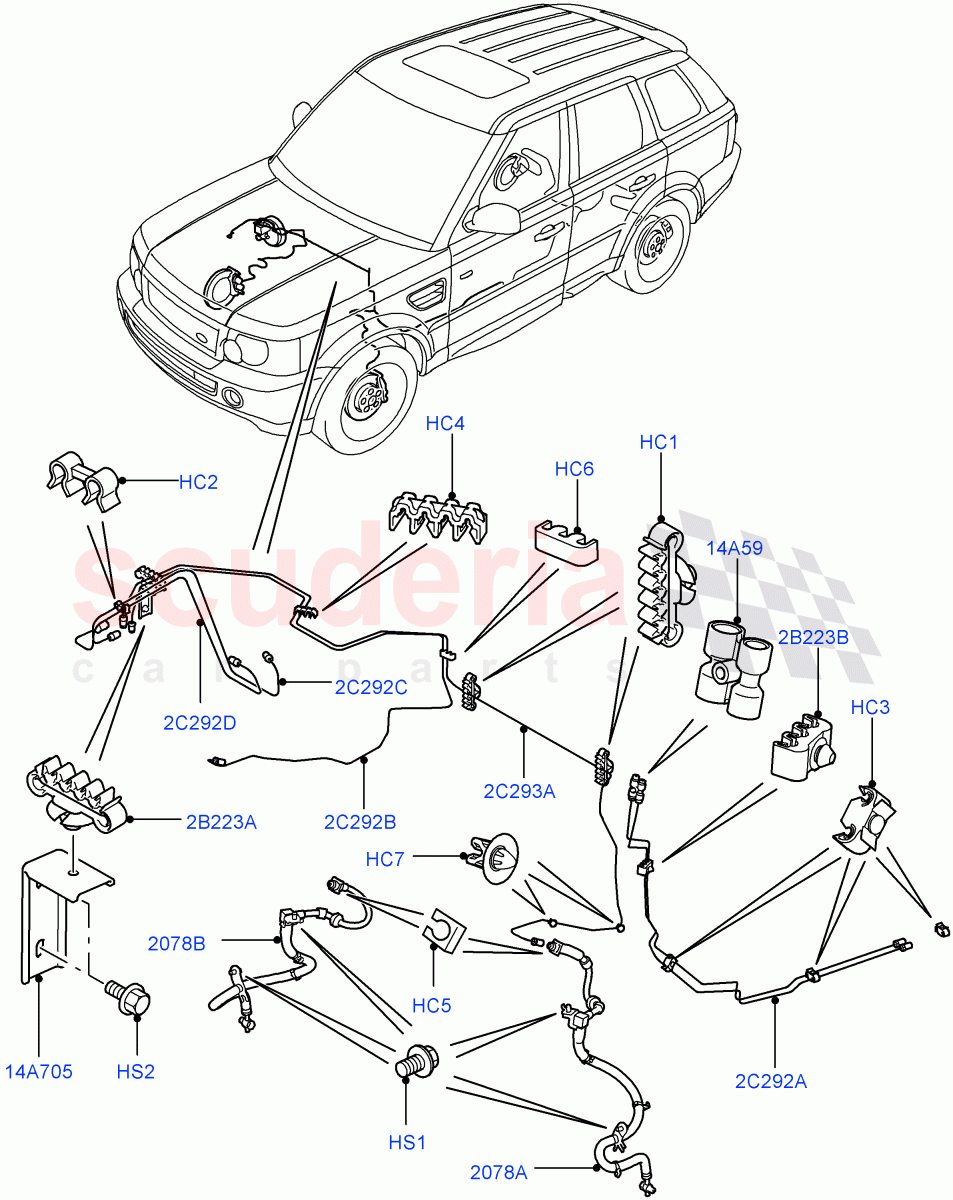 Front Brake Pipes ((V) TO9A999999) of Land Rover Land Rover Range Rover Sport (2005-2009) [4.4 AJ Petrol V8]