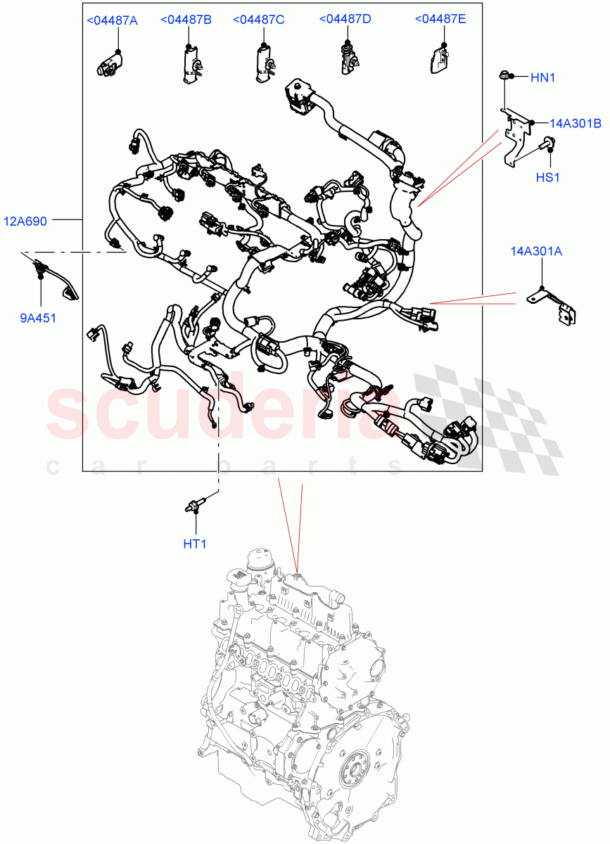 Electrical Wiring - Engine And Dash (Engine) (2.0L I4 DSL MID DOHC AJ200, Halewood (UK), 2.0L I4 DSL HIGH DOHC AJ200) ((V) FROMJH000001) of Land Rover Land Rover Range Rover Evoque (2012-2018) [2.0 Turbo Diesel]