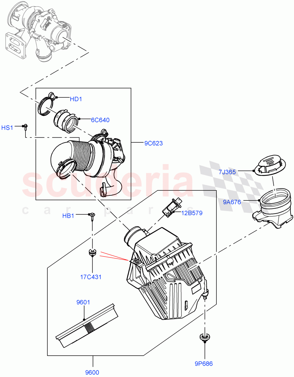 Air Cleaner (2.0L AJ20P4 Petrol Mid PTA, Changsu (China)) of Land Rover Land Rover Discovery Sport (2015+) [2.0 Turbo Petrol AJ200P]