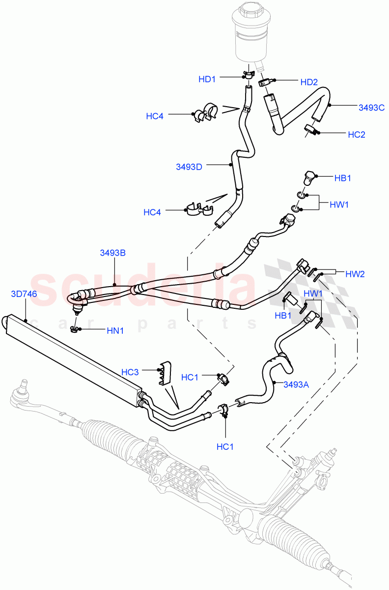 Supply & Return Hoses - Power Strg(5.0L OHC SGDI NA V8 Petrol - AJ133,5.0L OHC SGDI SC V8 Petrol - AJ133)((V)FROMAA000001) of Land Rover Land Rover Range Rover (2010-2012) [5.0 OHC SGDI NA V8 Petrol]