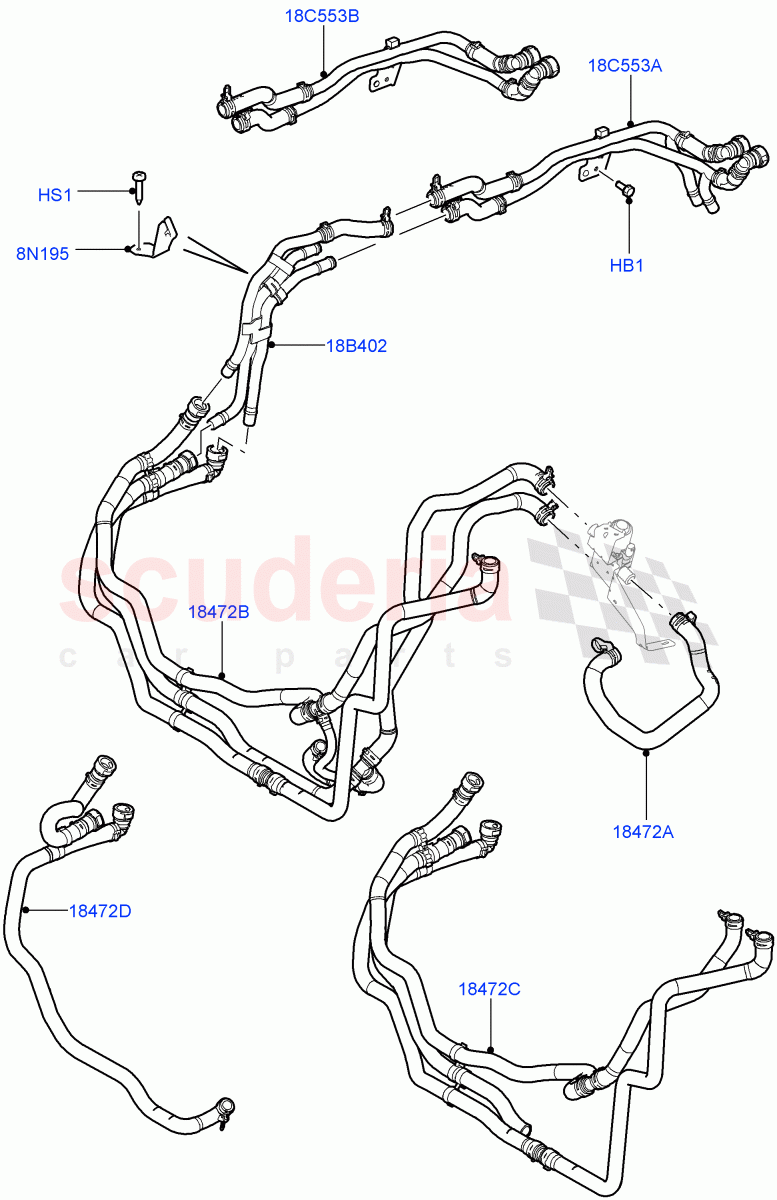 Heater Hoses(Front)(3.0 V6 Diesel)((V)FROMAA000001) of Land Rover Land Rover Discovery 4 (2010-2016) [3.0 DOHC GDI SC V6 Petrol]