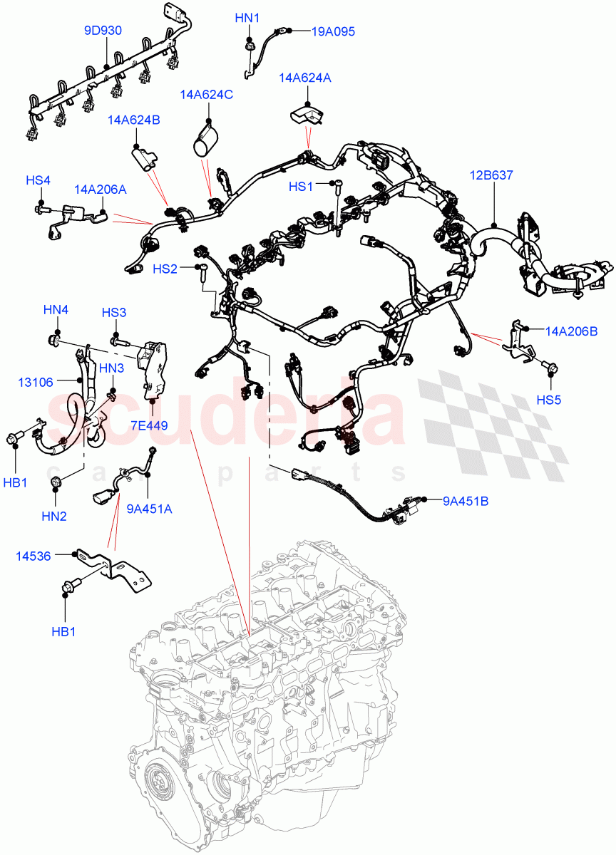 Electrical Wiring - Engine And Dash(3.0L AJ20P6 Petrol High)((V)FROMKA000001) of Land Rover Land Rover Range Rover Sport (2014+) [2.0 Turbo Diesel]