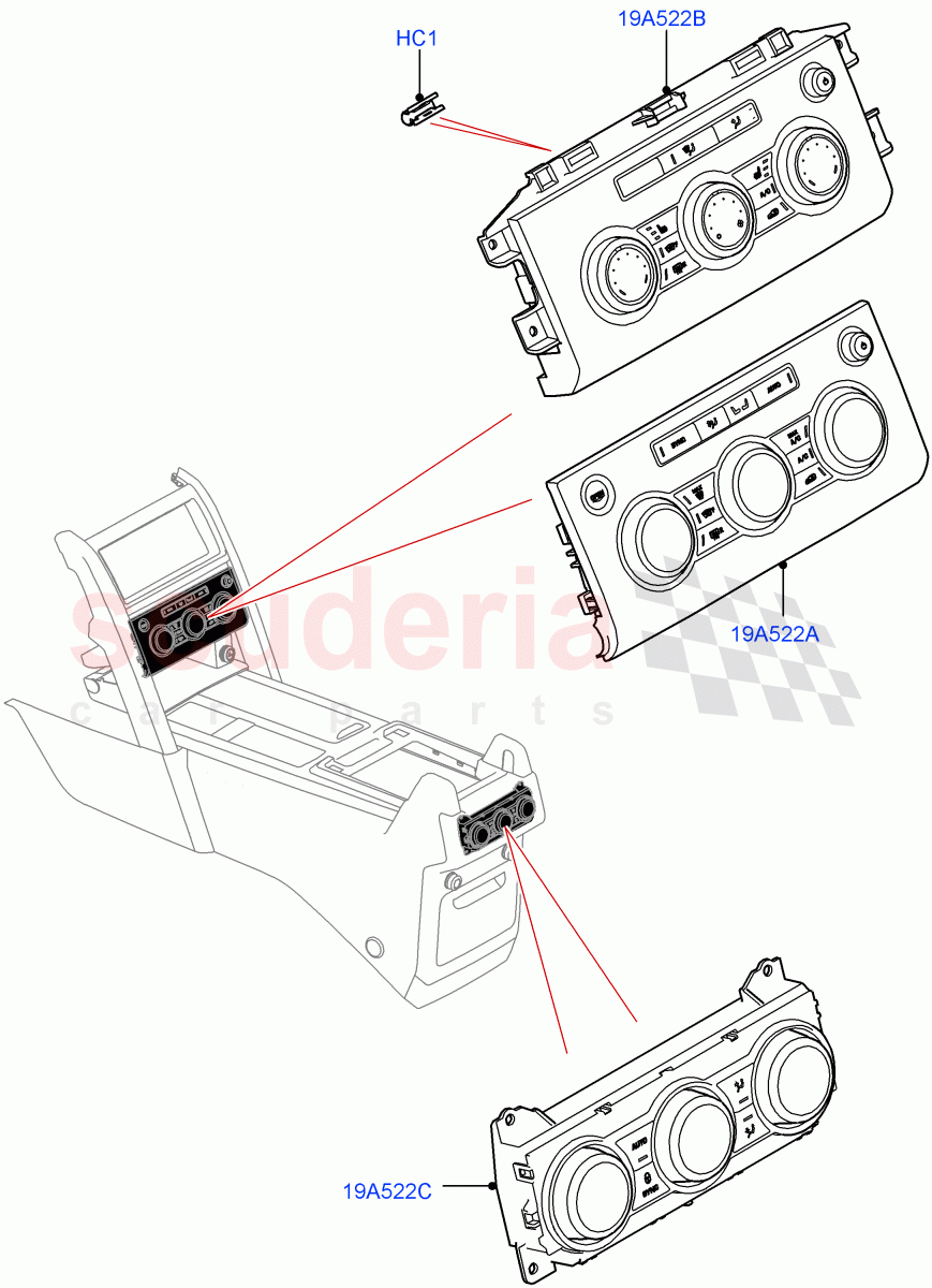 Heater & Air Conditioning Controls (Nitra Plant Build) ((V) FROMK2000001, (V) TOL2999999) of Land Rover Land Rover Discovery 5 (2017+) [3.0 DOHC GDI SC V6 Petrol]