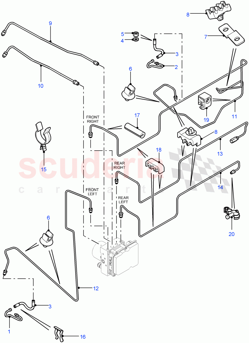 Front Brake Pipes(LHD,4 Wheel Anti-Lock Braking System)((V)FROMBA000001) of Land Rover Land Rover Defender (2007-2016)