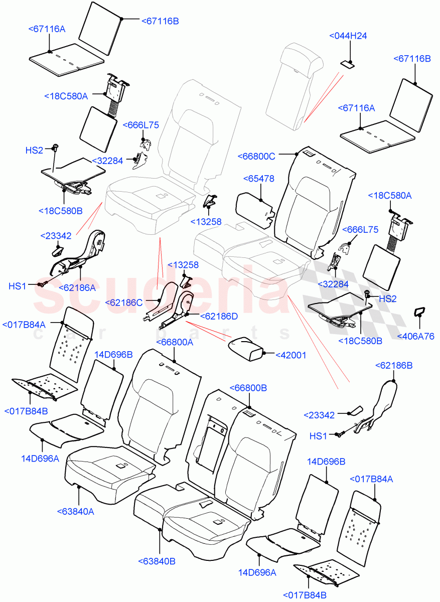 Rear Seat Pads/Valances & Heating (Version - Core, Non SVR) of Land Rover Land Rover Range Rover Sport (2014+) [3.0 I6 Turbo Petrol AJ20P6]