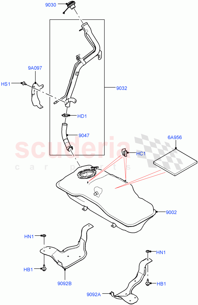 Fuel Tank & Related Parts(1.5L AJ20P3 Petrol High PHEV,Halewood (UK))((V)FROMLH000001) of Land Rover Land Rover Discovery Sport (2015+) [1.5 I3 Turbo Petrol AJ20P3]