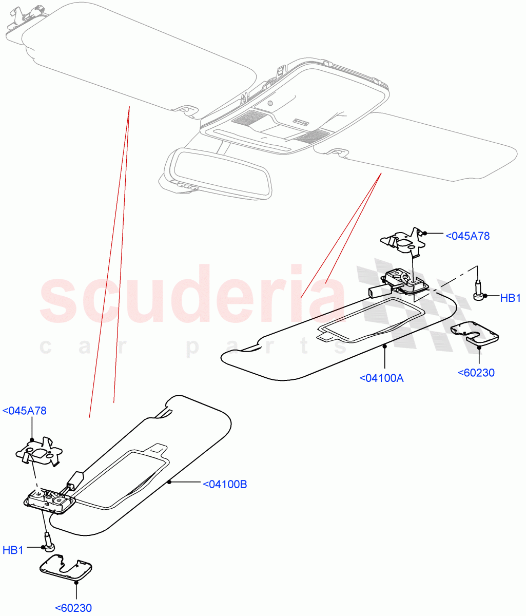 Headlining And Sun Visors of Land Rover Land Rover Range Rover Velar (2017+) [5.0 OHC SGDI SC V8 Petrol]