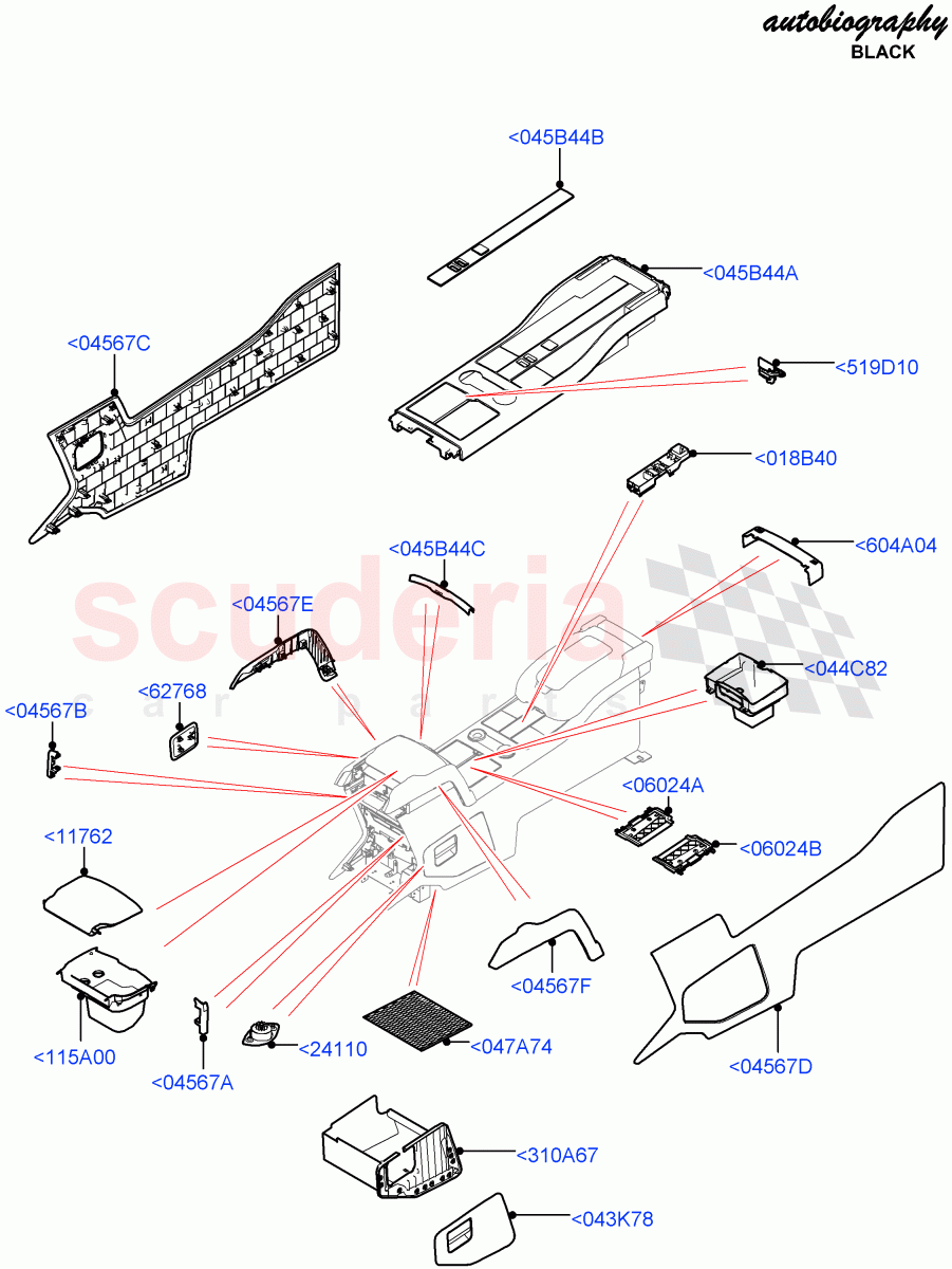 Console - Floor(Rear, Autobiography Black / SV Autobiography, External Components)(With 2 Rear Small Individual Seats)((V)FROMJA000001) of Land Rover Land Rover Range Rover (2012-2021) [3.0 I6 Turbo Diesel AJ20D6]